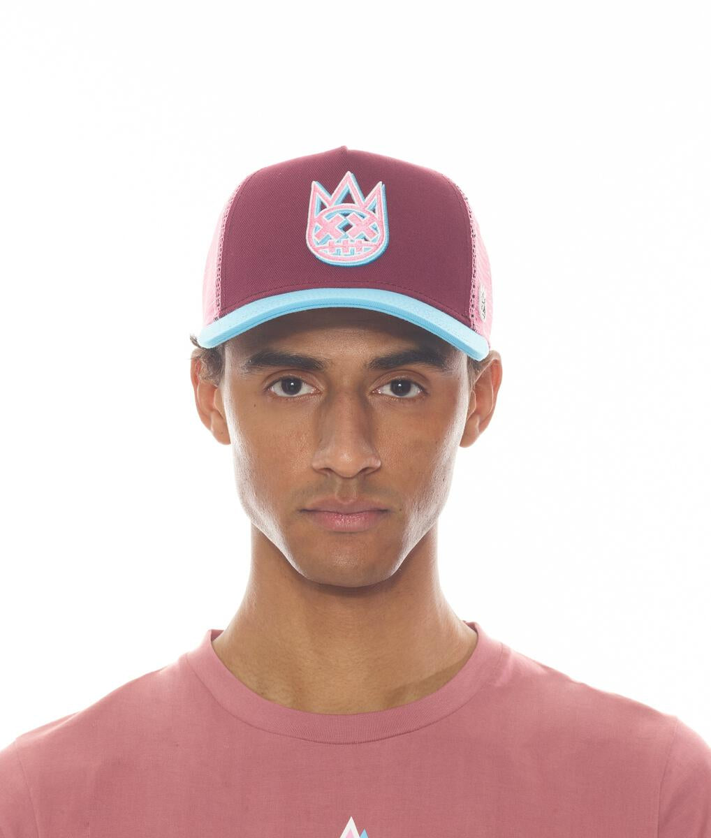 CLEAN LOGO MESH BACK TRUCKER CURVED VISOR W/ DECO ROSE CROWN / BLUE ATOLL VISOR / BON BON MESH (622BC-CH02A)