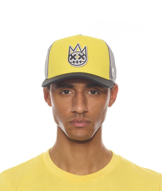 CLEAN LOGO MESH BACK TRUCKER CURVED VISOR W/ MAIZE CROWN / PEACOAT VISOR / FLINT GREY MESH (622BC-CH03A)