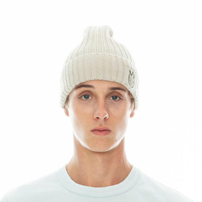 KNIT HAT WITH CLEAN 2 TONE SHIMUCHAN LOGO (623BC-CH88A) WINTER WHITE