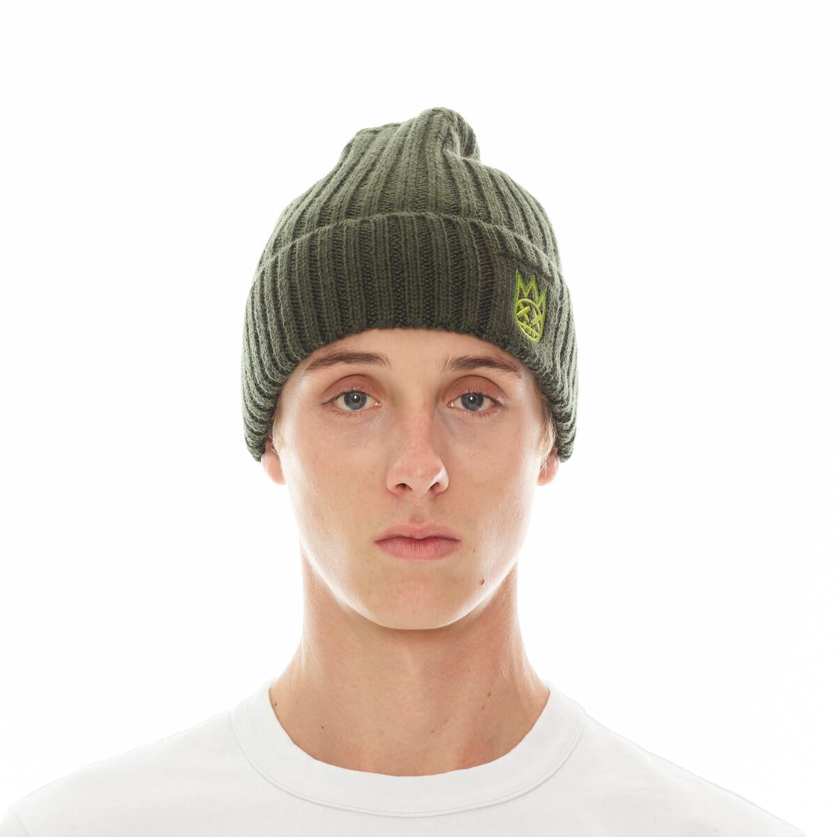 KNIT HAT WITH CLEAN 2 TONE SHIMUCHAN LOGO (623BC-CH91A) PINE