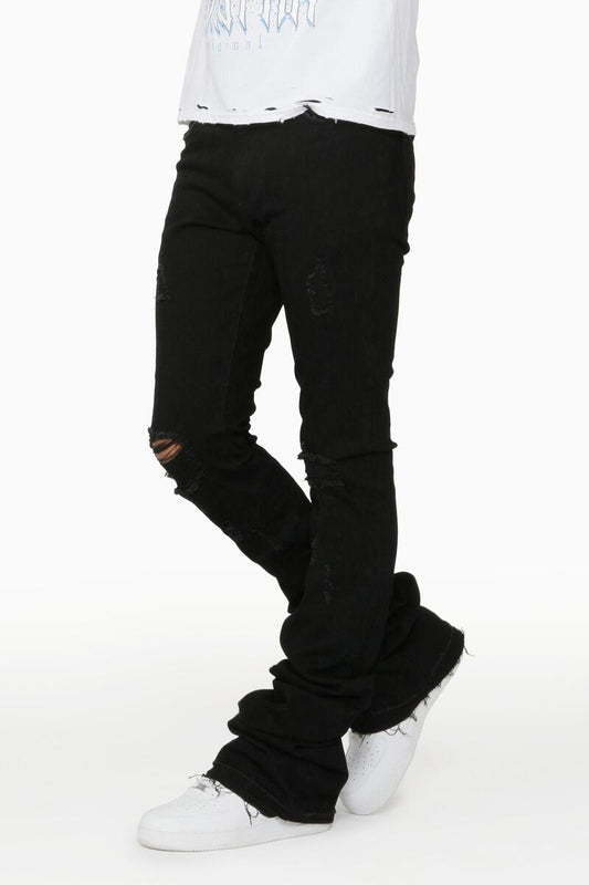 ROCKSTAR- SNIPER BLACK - SUPER STACKED FLARE JEAN