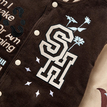 SUGAR HILL "PARANOID" CORDUROY LETTERMAN (BROWN) (SH23-FALL-27)