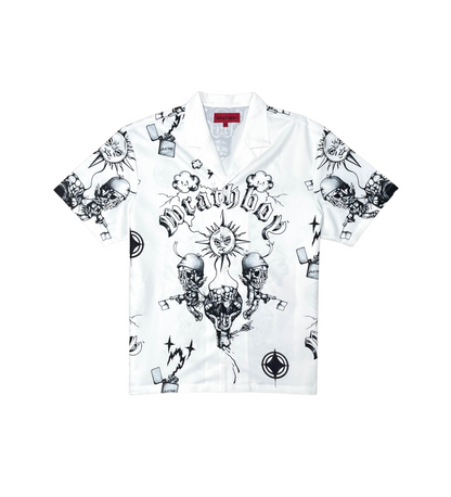 GRAFFITI SHORT SLEEVE BUTTTON DOWN "WHITE"