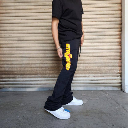 6TH NBRHD "PIT STOP" STACKED PANTS-BLACK (6TH-P1602)