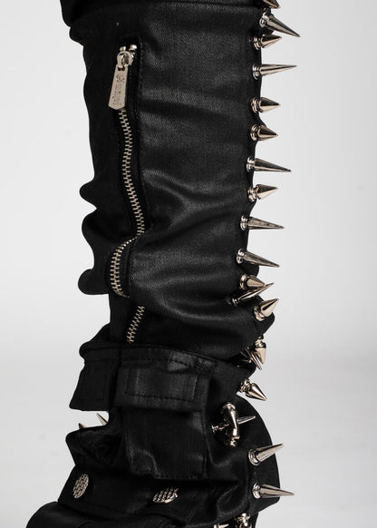 GUAPI Obsidian Black Waxed Spikes Denim