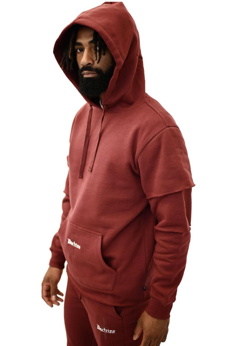 DOCTRINE LAYERED HOODIE (DB0027) BURGANDY