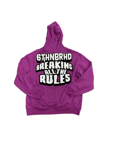 6TH NBRHD "BROKEN RULES" HOODIE (6TH-F2102)-PURPLE