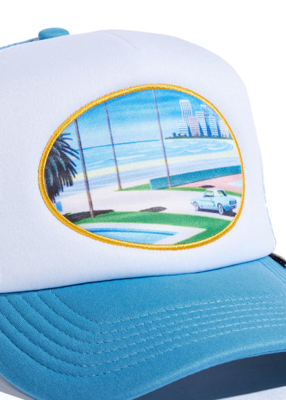 POSTAL SCENE TRUCKER WHITE/BABY BLUE (REF460)