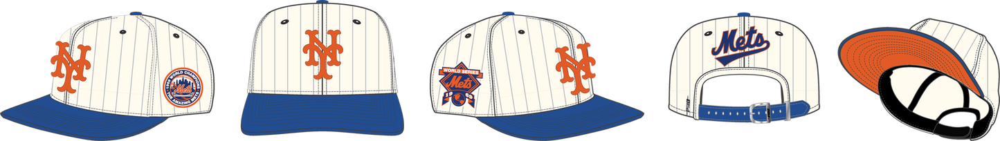 NEW YORK METS PINSTRIPE RETRO CLASSIC LOGO WOOL STRAPBACK HAT (LNM7314464)