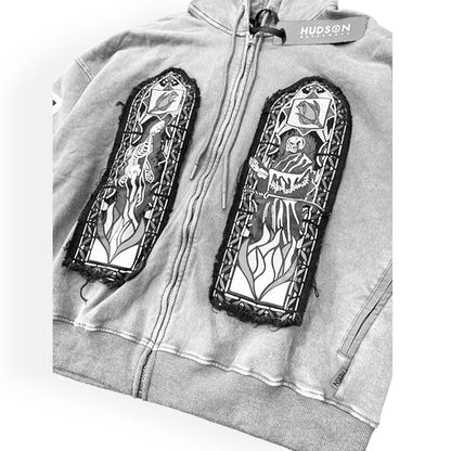 HUDSON BONES 385GSM OVERSIZED HOODY-490 GREY