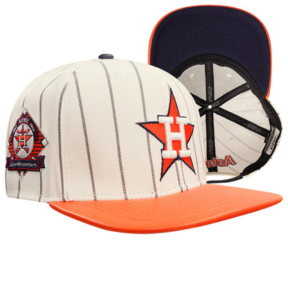 HOUSTON ASTROS PINSTRIPE RETRO CLASSIC LOGO WOOL STRAPBACK HAT (LHA7314472)