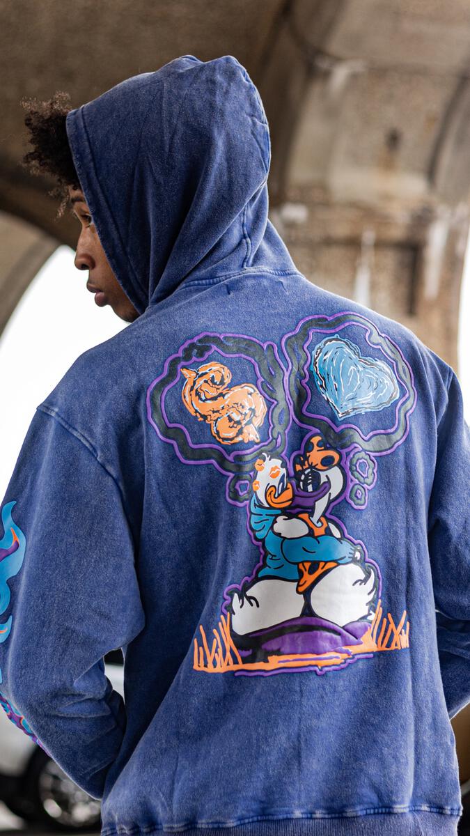 HUDSON LOVE KILLS MONEY HOODY 385GSM (469) 'BLUE ACID'