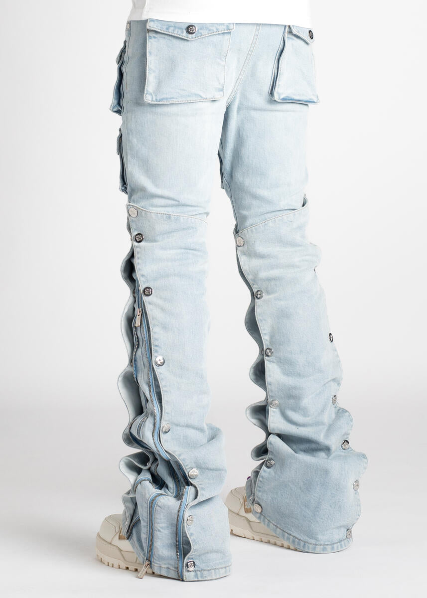 GUAPI Aqua Blue Stacked Premium Denim