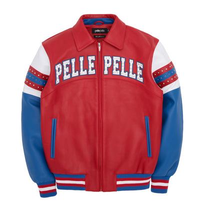 PELLE PELLE ARCHES JACKET (423-37484-CRW)- RED/ROYAL BLUE