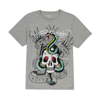 ED HARDY RHINESTONE SKULL SNAKE  MENS TEE(EHMD1100-99RS)