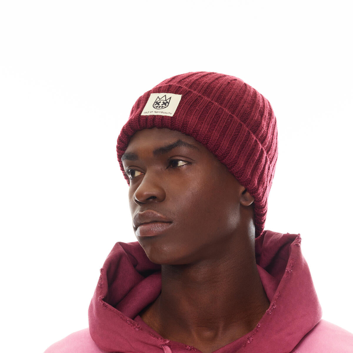 CULT SHIMUCHAN LOGO KNIT HAT (624BC-CH55A)-VINTAGE MERLOT