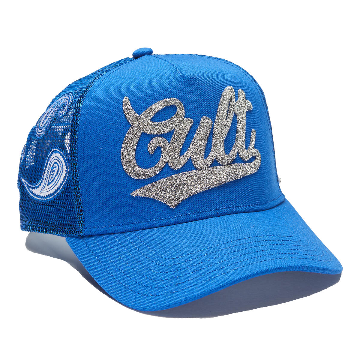 CULT PAISLEY SHIMUCHAN LOGO MESH BACK TRUCKER HAT (624B9-CH73C)-ROYAL BLUE