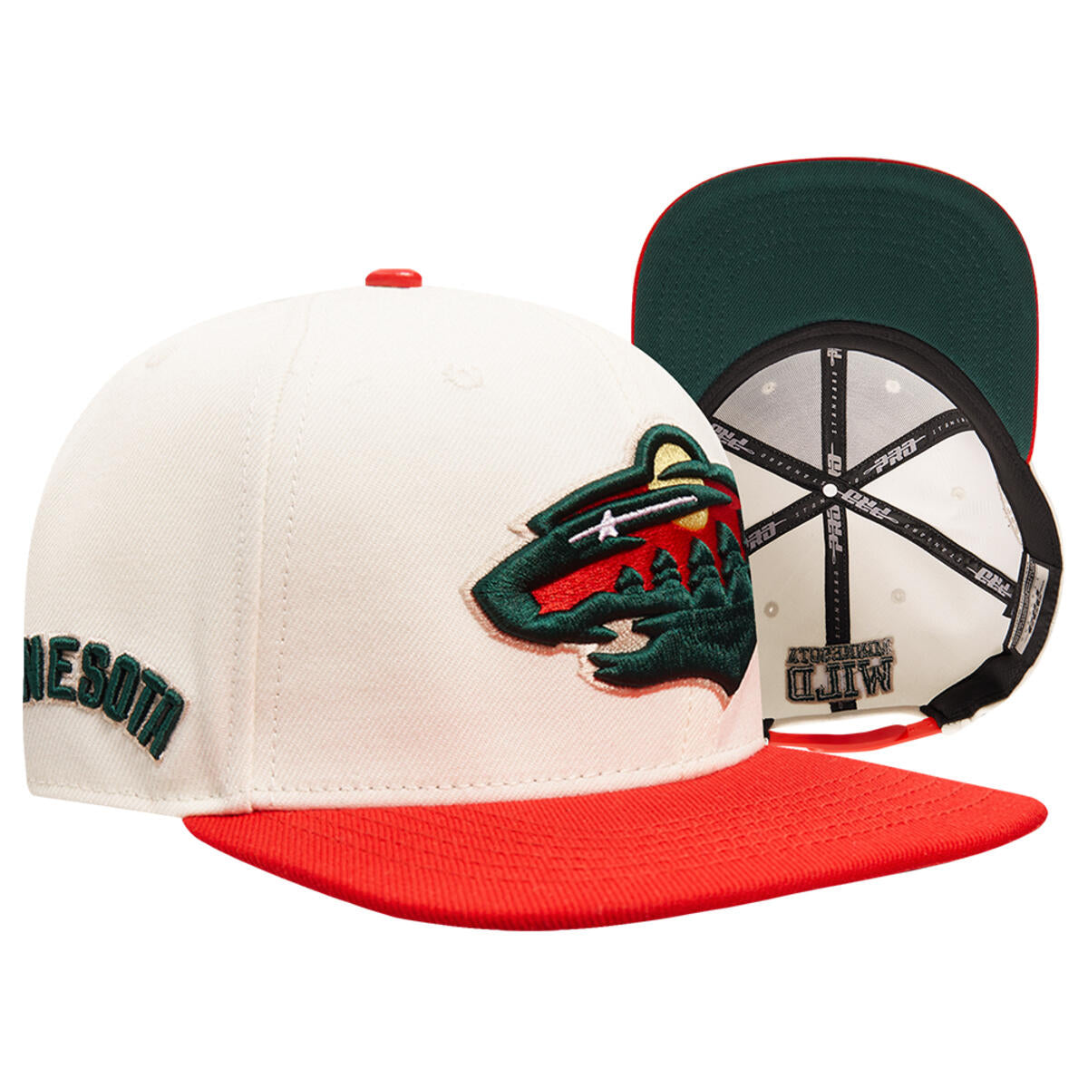 MINNESOTA WILD RETRO CLASSIC PRIMARY LOGO WOOL SNAPBACK HAT (HMW767540) EGGSHELL