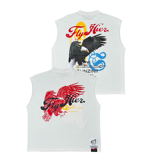 GUNZINII EAGLE FLY HIER SLEEVELESS TSHIRT (GZ402 OFF WHITE)