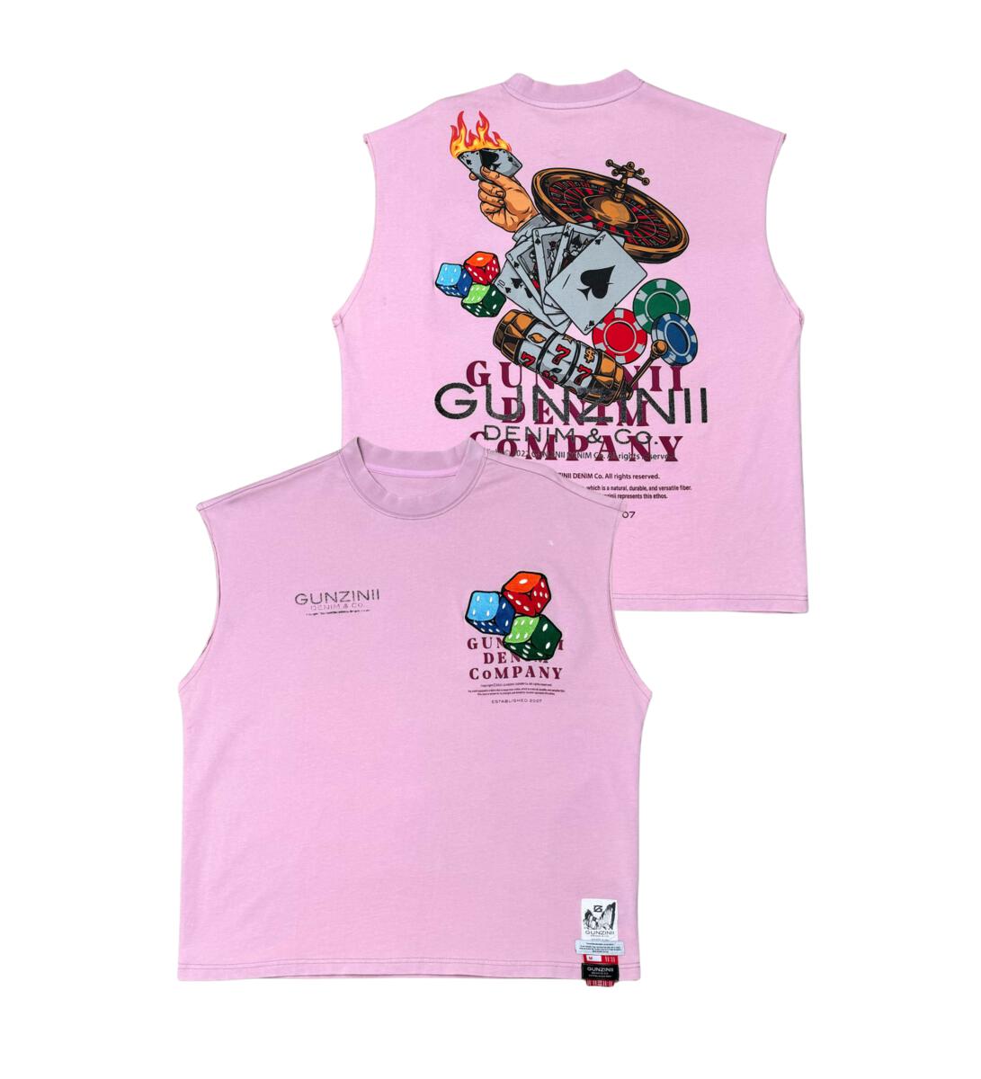 GUNZINII ROLLING DICE SLEEVELESS TSHIRT (GZ407 PINK)