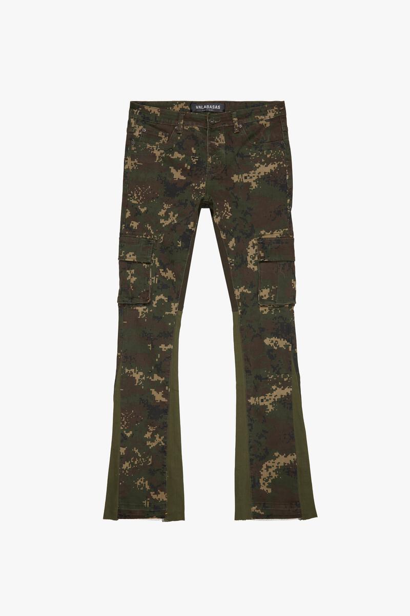 VALABASAS "COMMANDER" KABUL CAMO STACKED FLARE JEAN (VLBS2198)