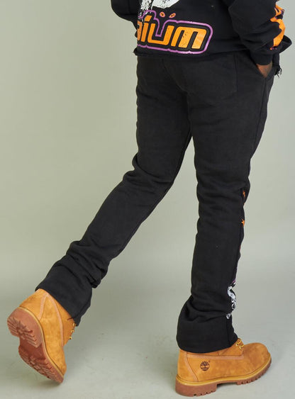 NME Sweatpants - NME Studio -Black And Orange