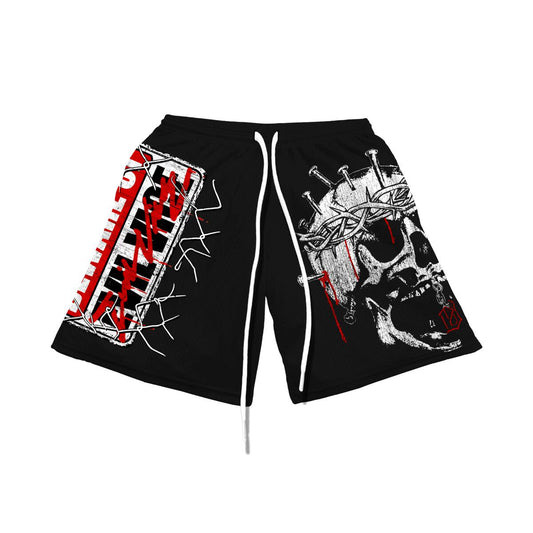 EVIL VICE BEWARE SKULL SHORTS (S24-20)