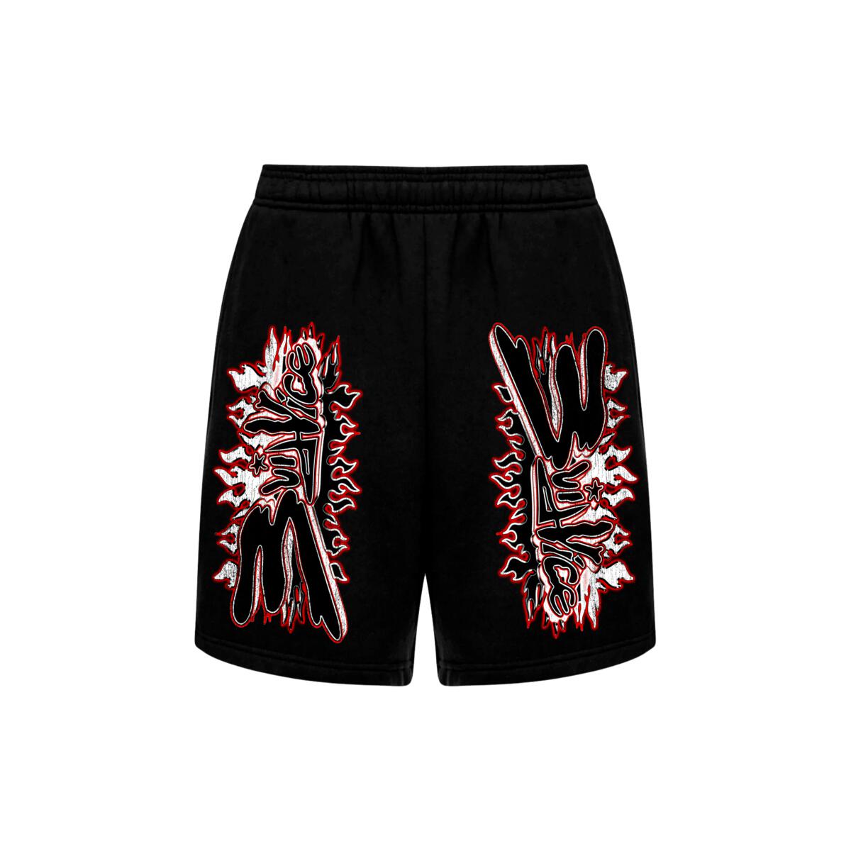 EVIL VICE  FLAME SHORTS (S24-22)BLK