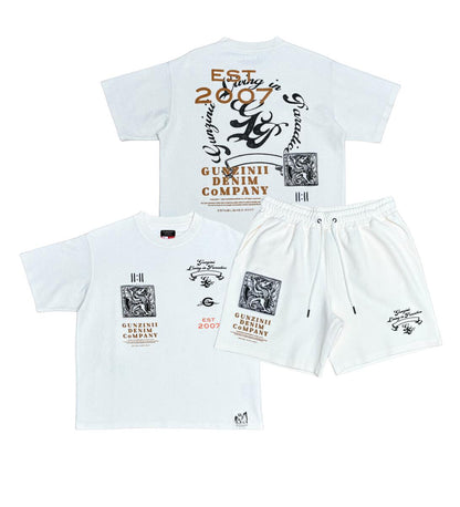 GUNZINII DRAGON REVERSE F.TERRY TOP+SHORT SET GZ410-411-OFF WHITE