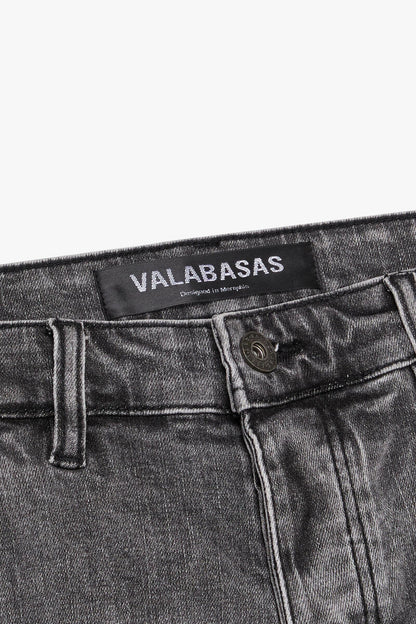 VALABASAS "YINGYANG" GREY GREY STACKED FLARE JEANS (VLBSST011)