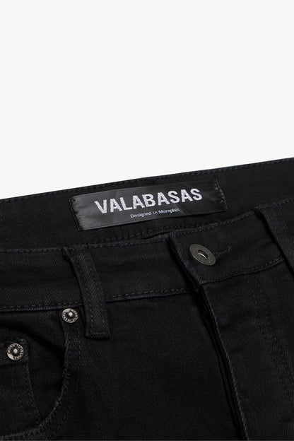 VALABASAS "COVERT" BLACK FLARED STACKED JEAN (VLBS6034)