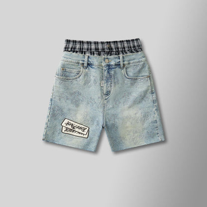 HYDE PARK VINTAGE DENIM CUT OFF SHORTS-BLUE