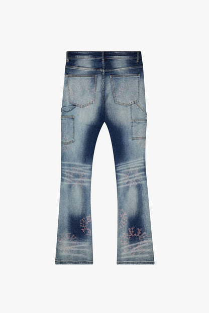 VALABASAS "RINGER” DARK BLUE WASH STACKED FLARE JEAN(VLBS6033)