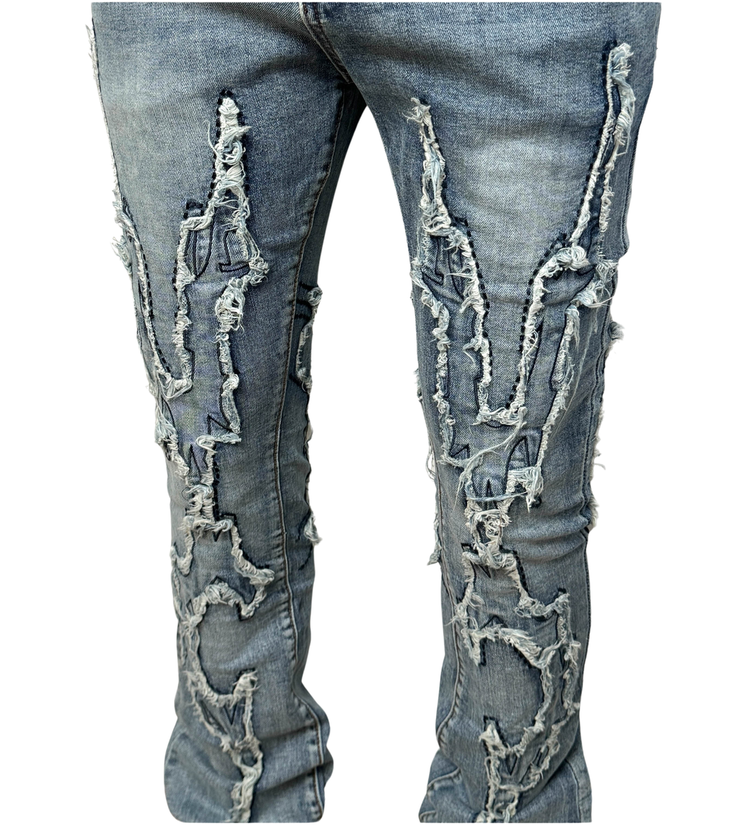 VICIOUS CUT-OUT DENIM PANTS (VC-406 MD INDIGO)