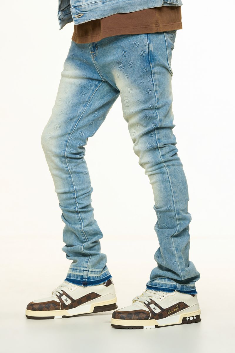 PHEELINGS "NEW EMOTIONS" EMBOSSED FLARE STACK DENIM (PH-SS24-45)-LT BLUE STONE