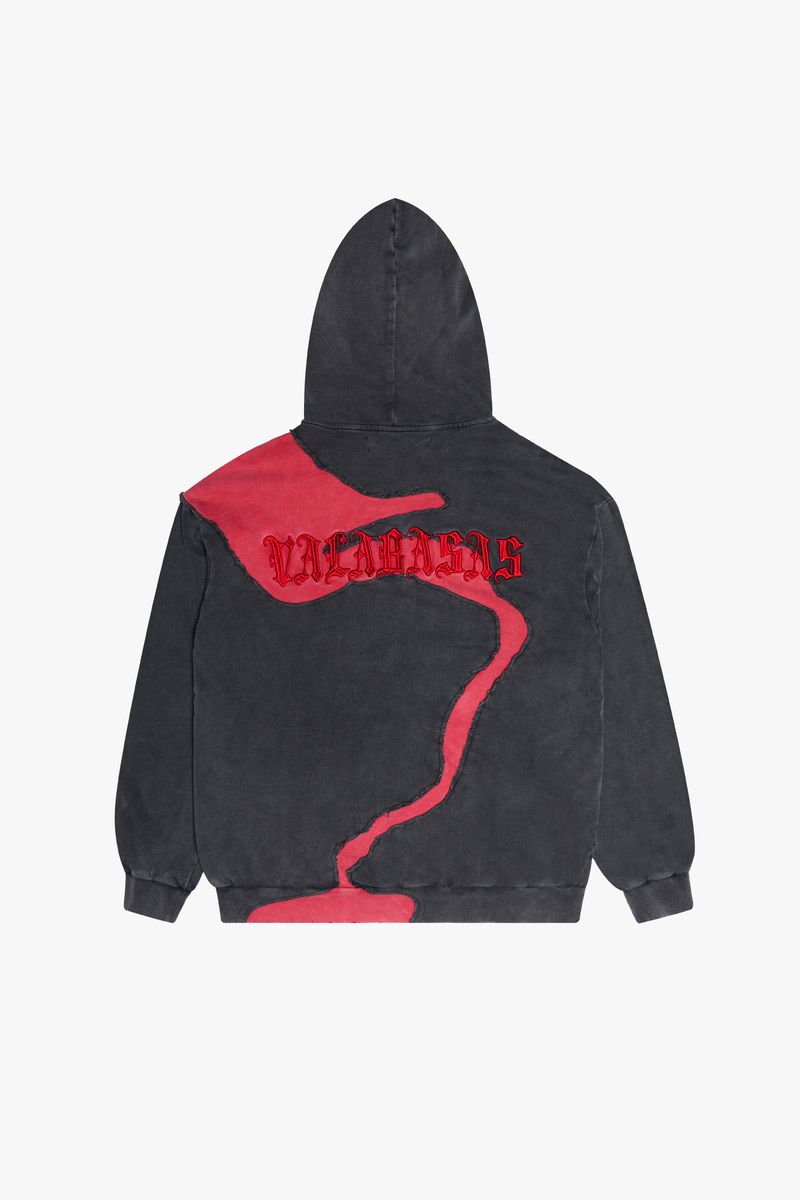 VALABASAS "RIVULET" GREY/RED HOODIE