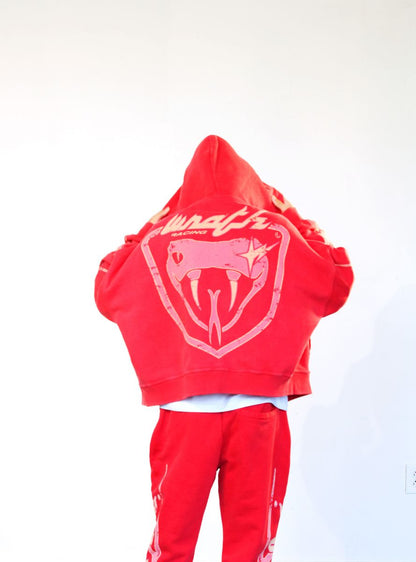 WRATHBOY VIPER ZIP CROPPED HOODIE (WB05-065 RED)