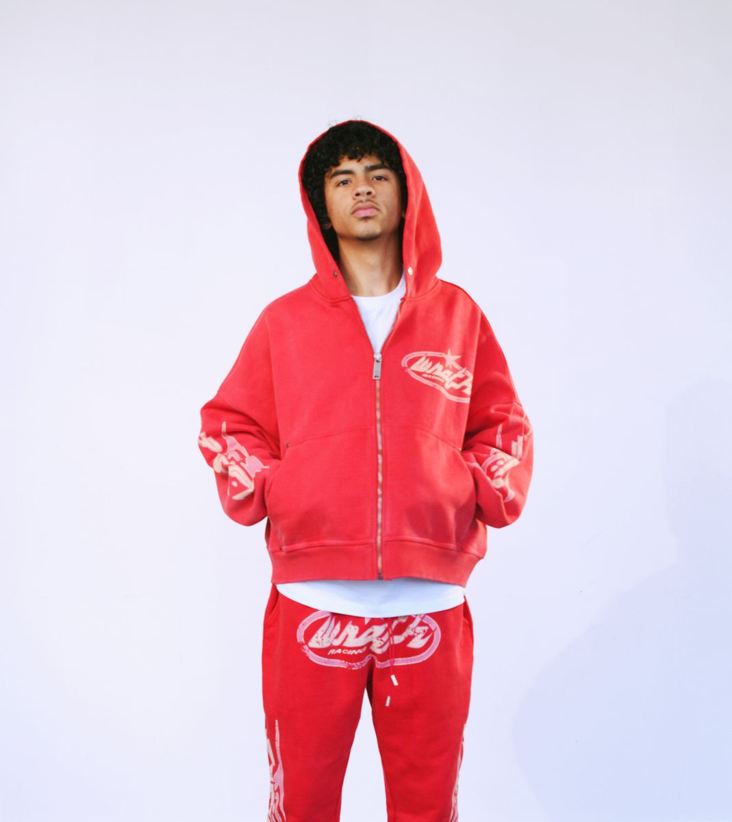 WRATHBOY VIPER ZIP CROPPED HOODIE (WB05-065 RED)