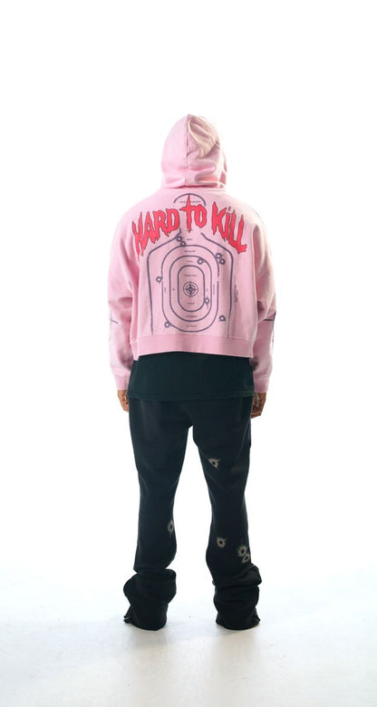 WRATHBOY HARD TO KILL SKULL CROPPED HOODIE (WB05-067 PINK)