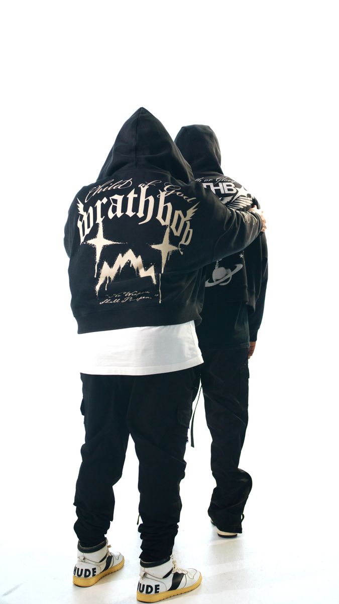 WRATHBOY CHILD OF GOD ZIP CROPPED HOODIE (WB05-066 BLACK)