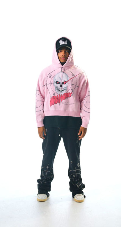 WRATHBOY HARD TO KILL SKULL CROPPED HOODIE (WB05-067 PINK)