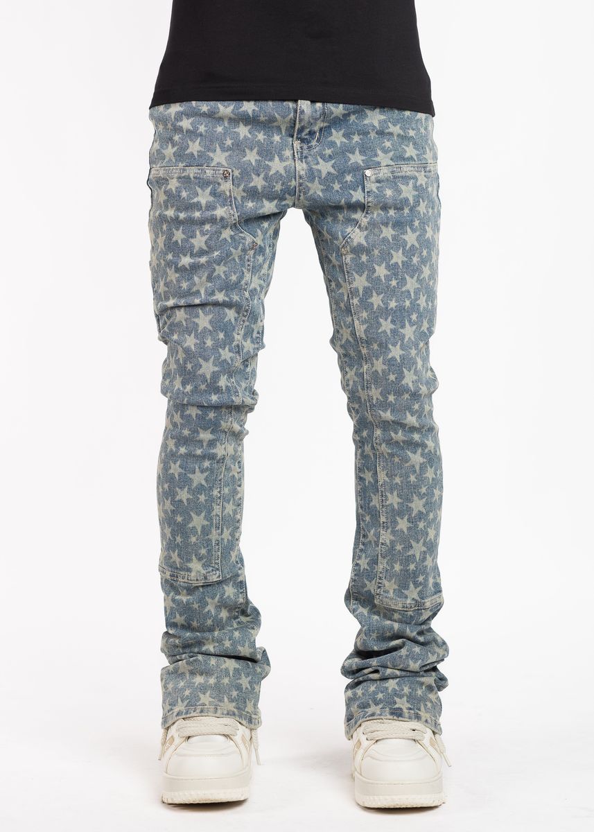 GUAPI Vintage Blue Laser Stars Denim