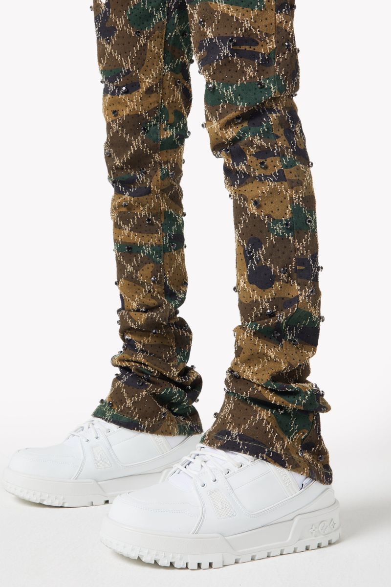 GUAPI Camo Embellished Denim Pant