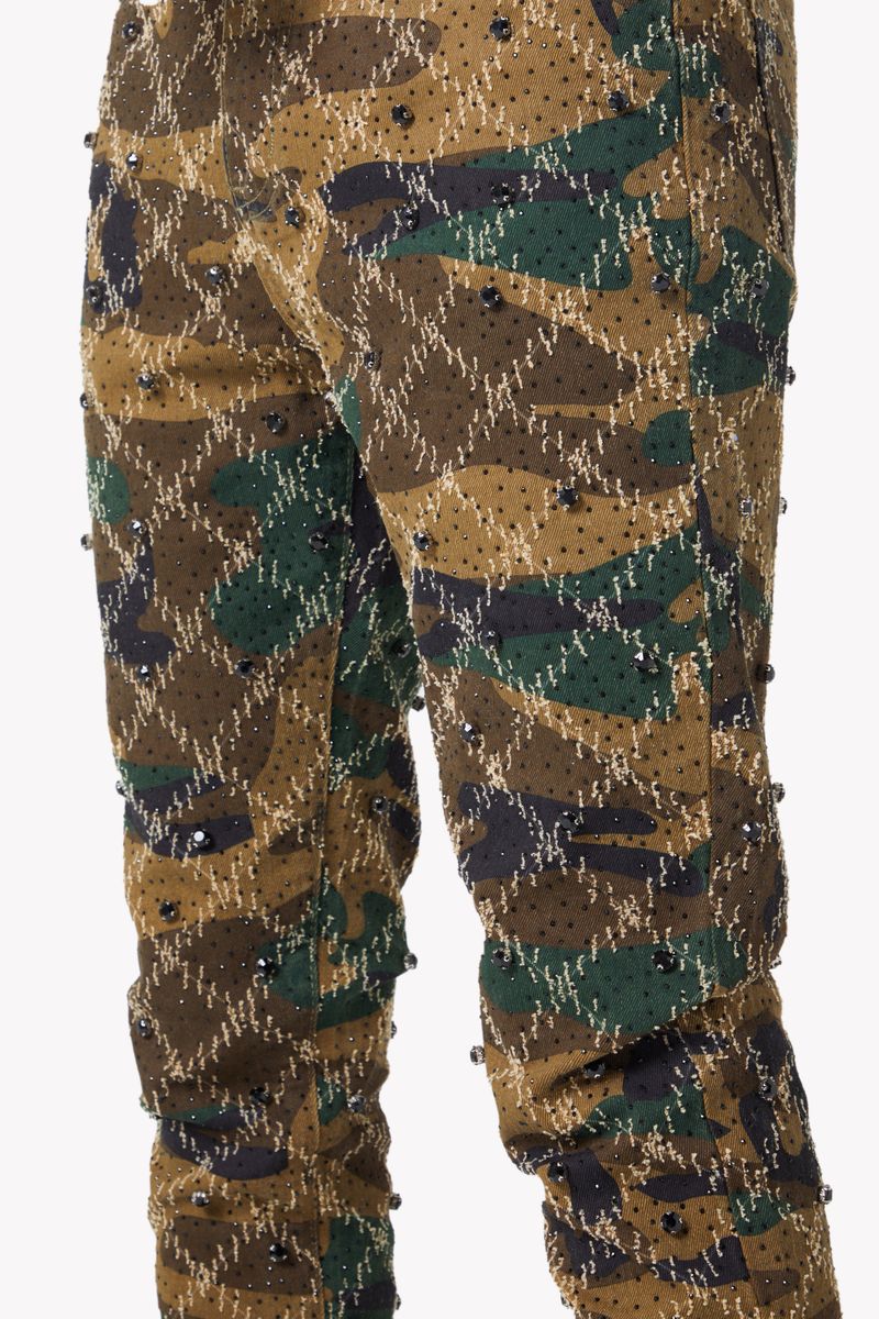 GUAPI Camo Embellished Denim Pant