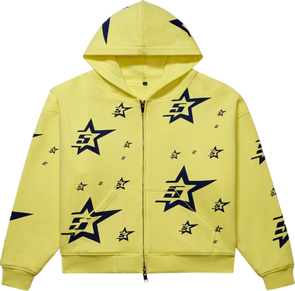 Sp5der Double Layer 5 Star Zip Hoodie 'Yellow'