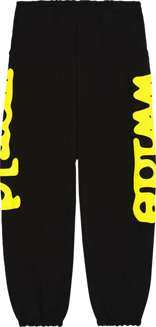 SP5DER BELUGA SWEATPANTS 'ONYX/YELLOW'