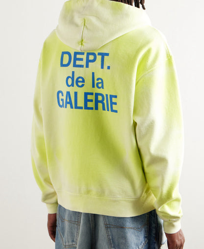 GALLERY DEPT. Logo-Print Bleached Cotton-Jersey Zip-Up Hoodie - GREEN