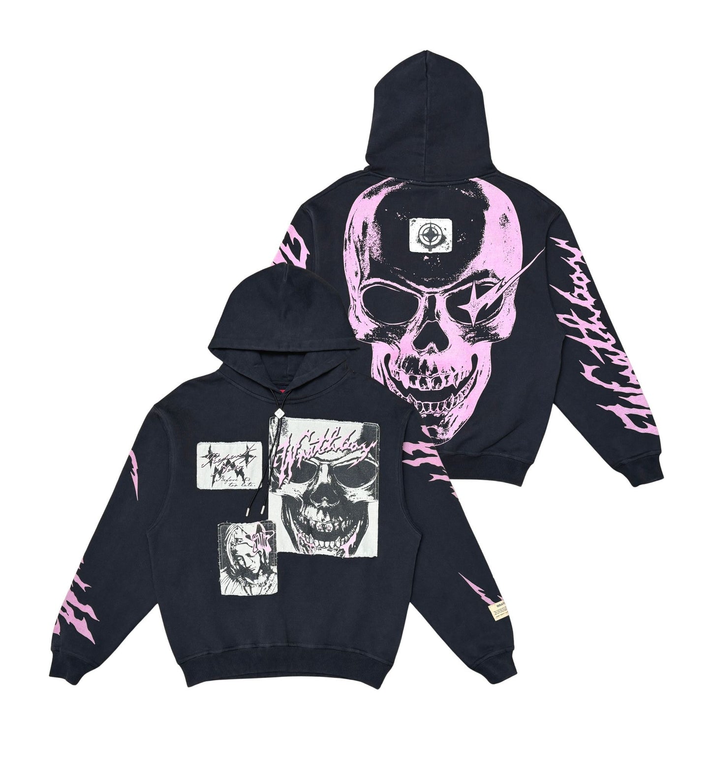 WRATHBOY REPENT NOW CROP HOODIE WB05-043  BLACK