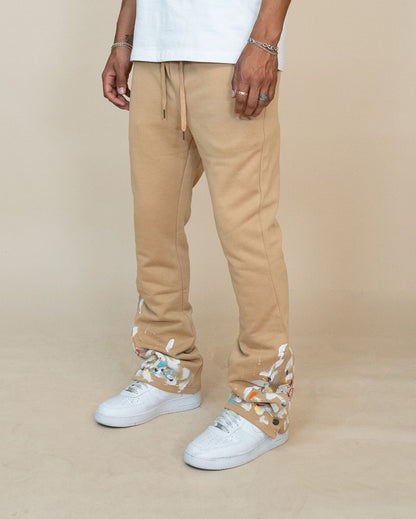 EPTM PAINT SNAP FLARED PANTS EP11712-KHAKI