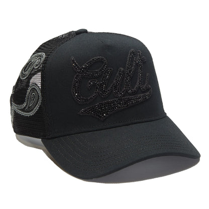 CULT  Paisley Shimuchan Logo Mesh Back Trucker Hat in Black (624B11-CH73A)